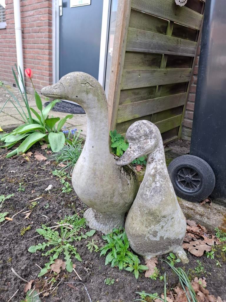 Stenen tuinbeeld eenden - set van 2, Tuin en Terras, Tuinbeelden, Ophalen, Gebruikt, Steen, Dierenbeeld