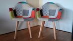 Kleurige patchwork kuipstoelen met wollen bekleding, Ophalen, Gebruikt, Twee, Overige kleuren