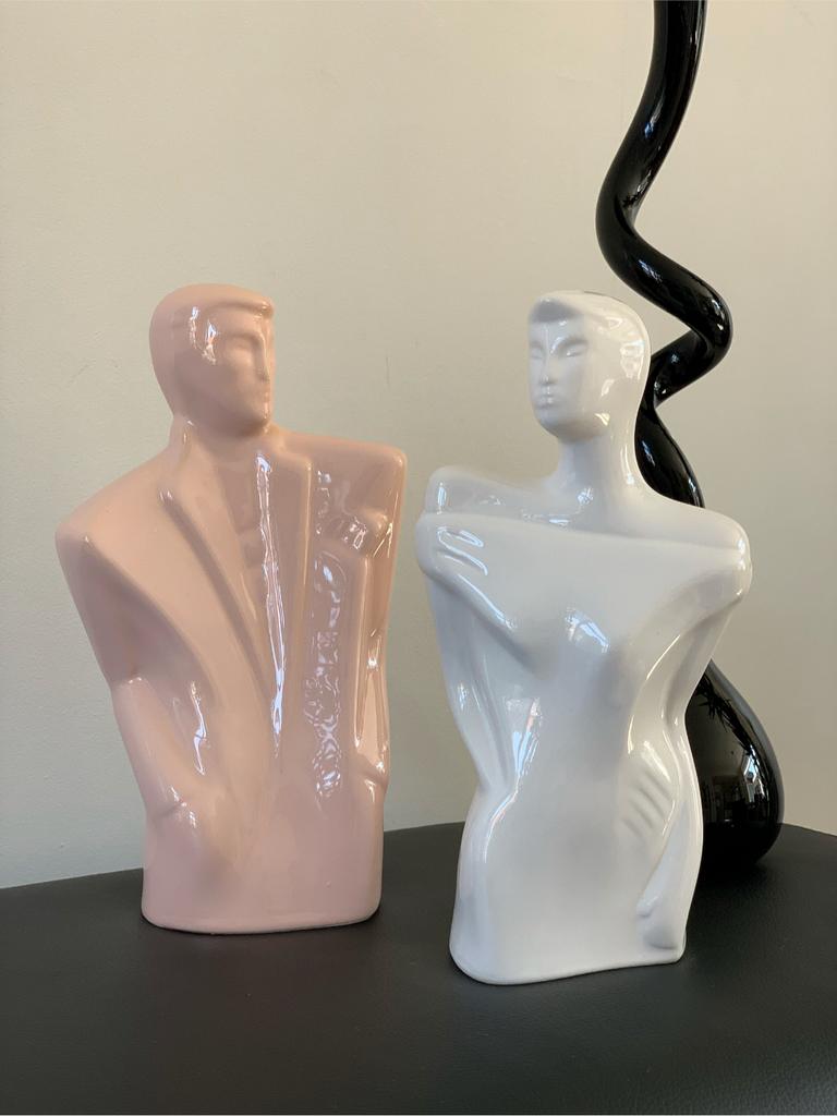 Lindsey B Balkweill stijl art deco sculpturen set jaren 80, Geglazuurd, Art deco, Ophalen of Verzenden, 20 - 50 cm