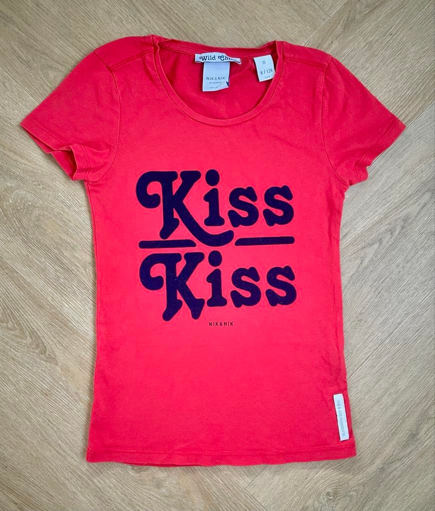 NIK&NIK mooi shirtje Kiss Kiss maat 128, Verzenden, Zo goed als nieuw, Meisje, Shirt of Longsleeve