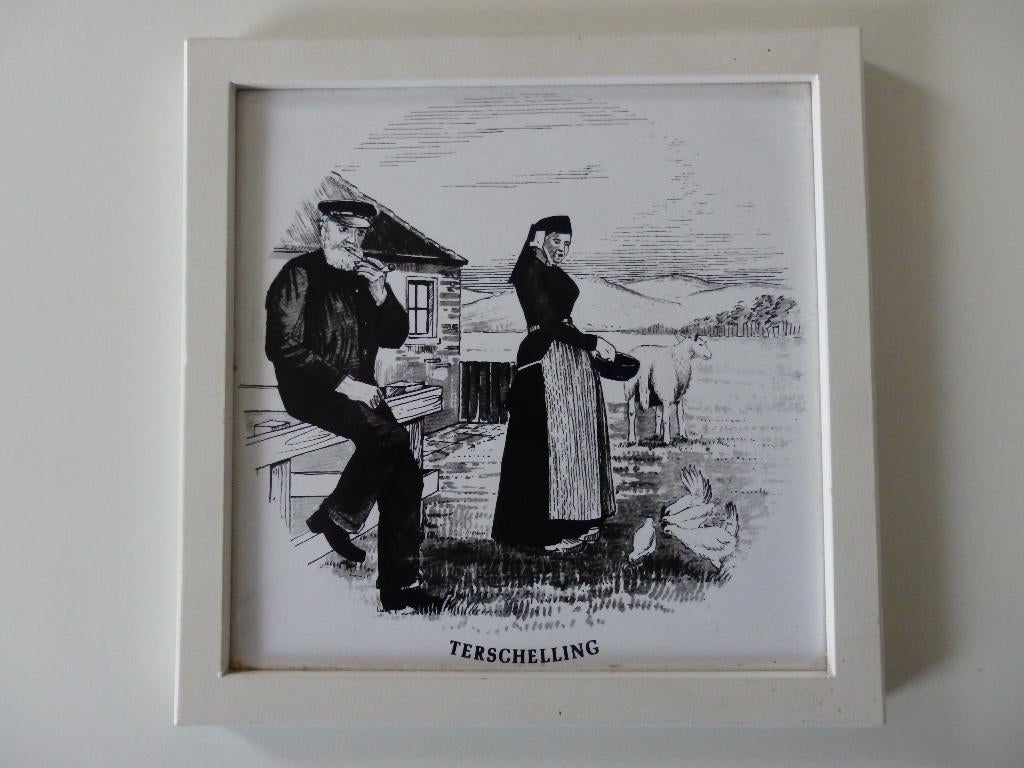 Tegel in lijstje, Terschellingen, Ophalen of Verzenden