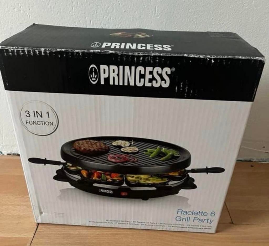Princess Raclette 6 Grill Party 3 in 1 function gourmetstel, Witgoed en Apparatuur, Gourmetstellen, Ophalen of Verzenden, Zo goed als nieuw