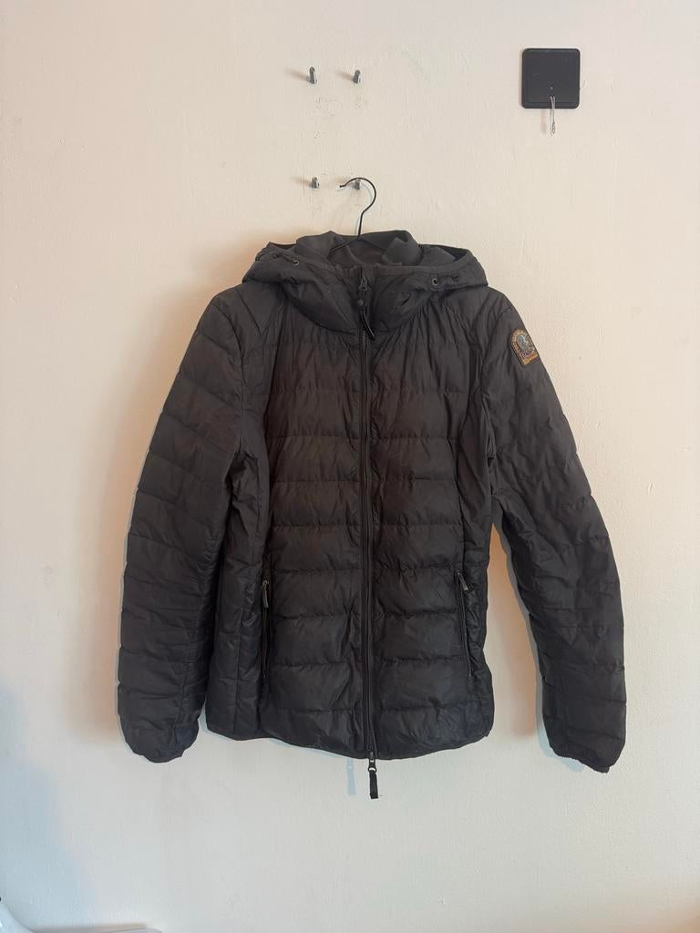 Parajumpers donsjas grijs met capuchon, Ophalen of Verzenden, Gedragen, Maat 38/40 (M), Zwart