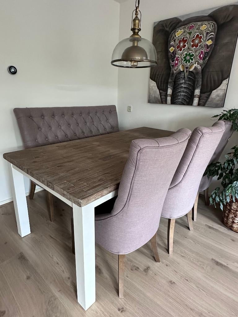 Landelijke eethoek set (zeer nette staat), Ophalen, 50 tot 100 cm, Vijf personen of meer, 150 tot 200 cm