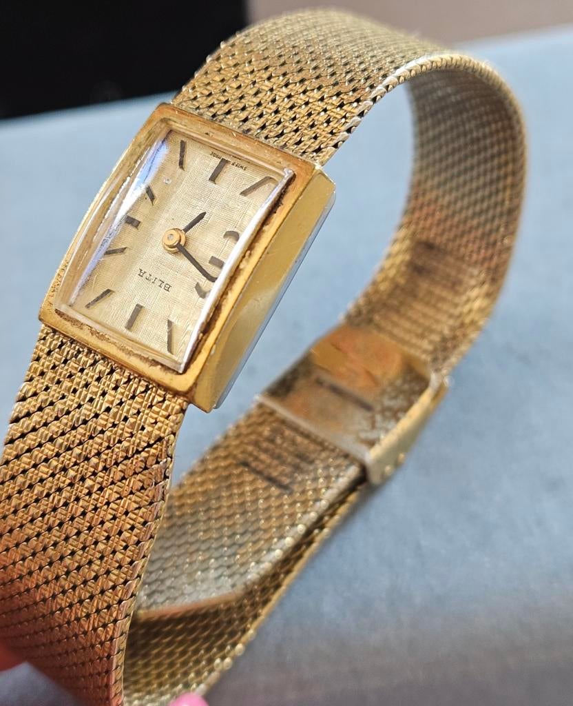 Vintage Blita Amerik Verguld Horloge 1960 met Milanese Band, Ophalen of Verzenden, Gebruikt, Goud, Overige materialen