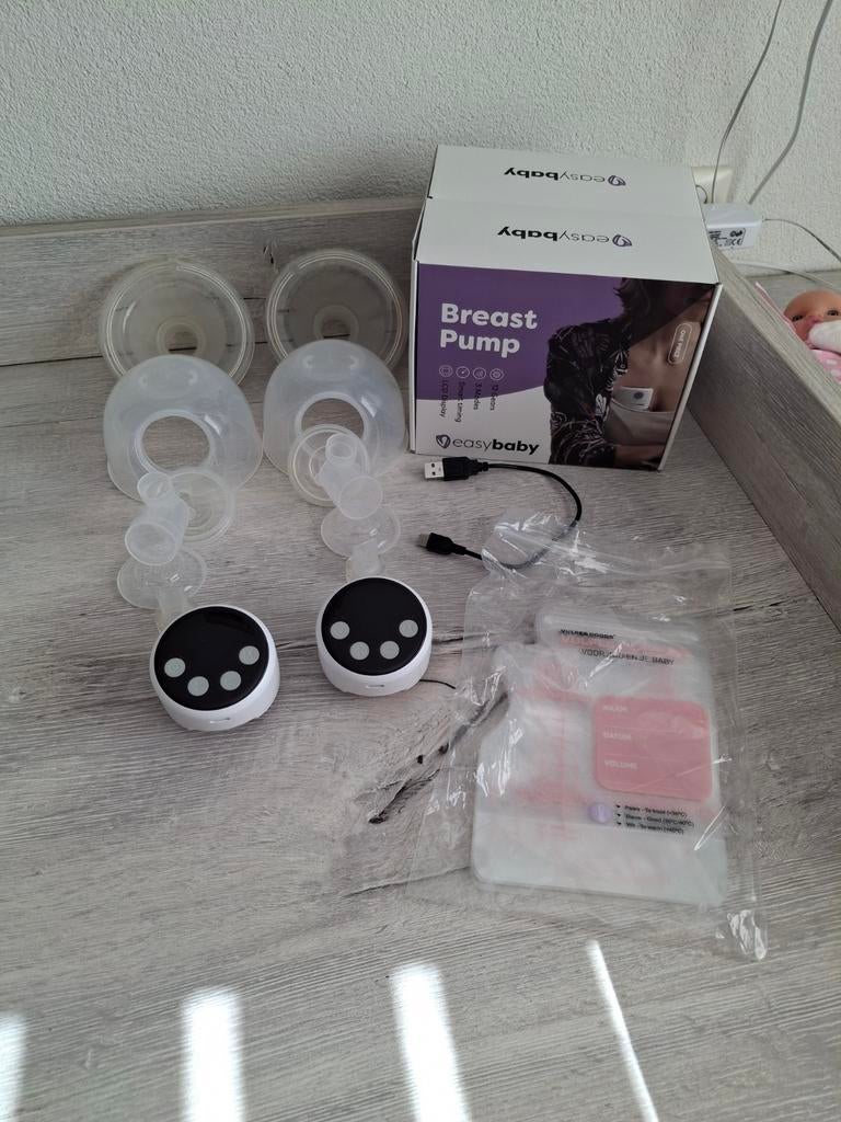 Easy Baby Dubbele Borstkolf + Bewaarzakjes Moedermelk, Kinderen en Baby's, Babyvoeding en Toebehoren, Ophalen, Zo goed als nieuw