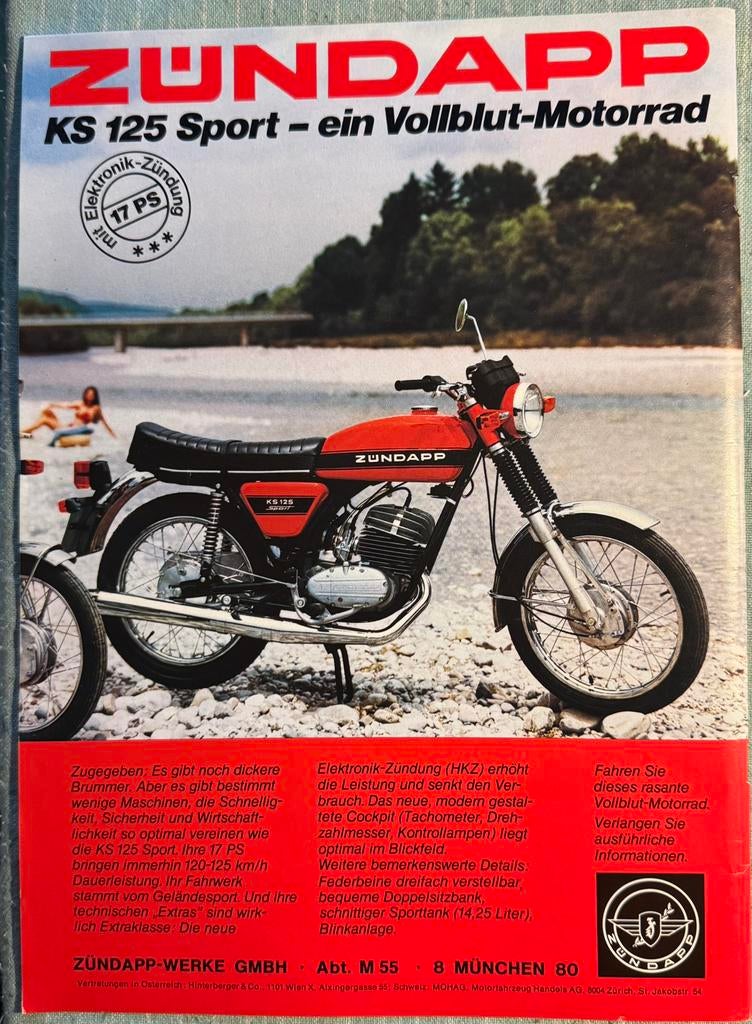 Advertentie 1974 Zündapp KS125 Sport, Verzenden, Zo goed als nieuw, Motoren