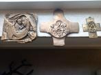 3 PRACHTIGE MASSIEF BRONZEN PLAQUETTES ., Ophalen of Verzenden