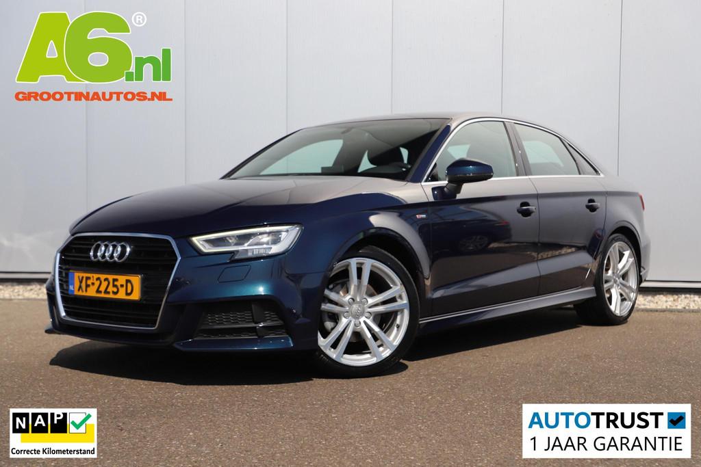 Audi A3 Limousine 35 TFSI CoD Sport S Line Edition Automaat, Auto's, 4 cilinders, Blauw, Leder en Stof, Origineel Nederlands