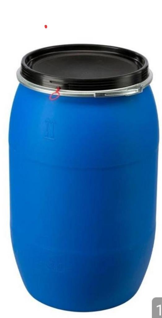 Blauwe kunststof ton - 120 liter, Tuin en Terras, Regentonnen, 75 tot 150 liter, Ophalen, Gebruikt, Kunststof