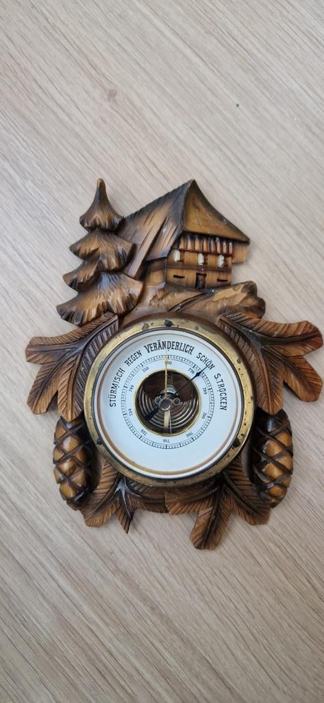 Handgesneden Zwarte Woud Barometer - Duitsland, Ophalen of Verzenden, Gebruikt, Barometer