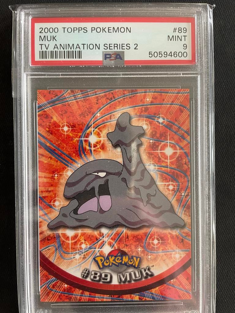 2000 Topps Pokémon Muk TV Animation Series 2 PSA 9, Ophalen of Verzenden, Zo goed als nieuw, Losse kaart