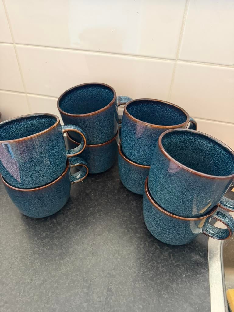 Blauwe gladelig ikea kopjes, Ophalen, Zo goed als nieuw, Overige stijlen, Kop(pen) en/of Schotel(s)