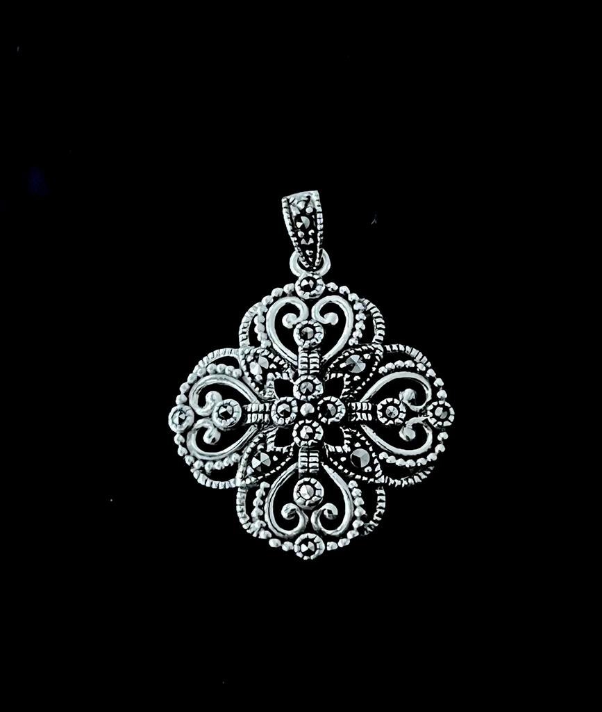 Mooie zilveren hanger met markasiet, Ophalen of Verzenden, Zilver, Hanger