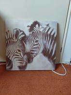 Zebra schilderij - Canvas met twee zebra's, Ophalen
