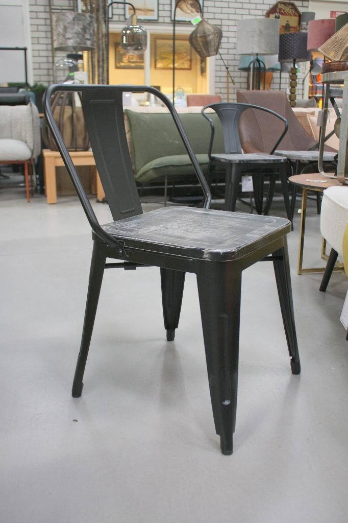 Partij leuke eetkamerstoelen metaal hout Tolix stapelbaar, Ophalen, Zwart, Nieuw, Vijf, Zes of meer stoelen