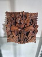 Vintage houten vis relief bali balinees, Ophalen of Verzenden, Onbekend, Onbekend, Onbekend