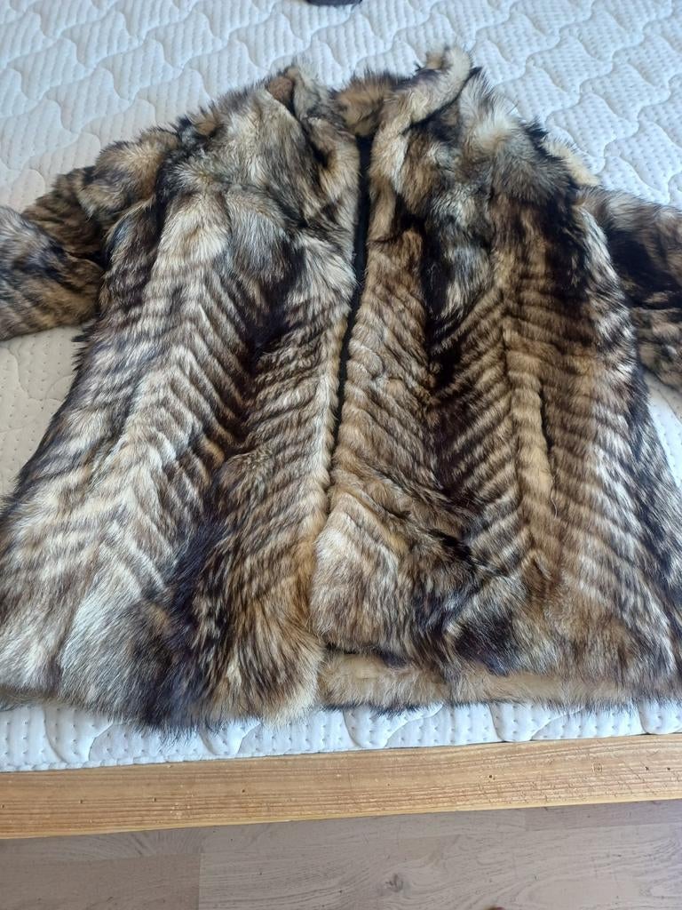 Prachtige Vintage Bontjas (Wasbeerhond) – Maat M/L, Ophalen of Verzenden, Zo goed als nieuw, Maat 42/44 (L), Bruin