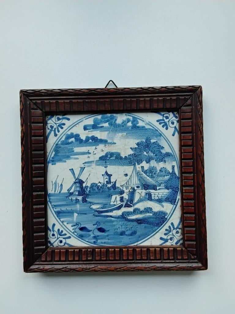 Antieke Delfts blauwe tegel, Ophalen of Verzenden