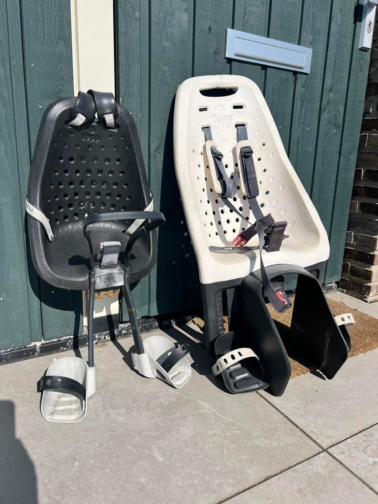 GMG Yepp Mini + Maxi fietsstoeltjes (voor+achter) – compleet, Ophalen, Gebruikt