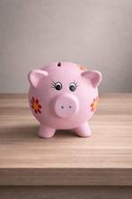 Roze spaarvarken met bloemetjes, Ophalen of Verzenden, Zo goed als nieuw