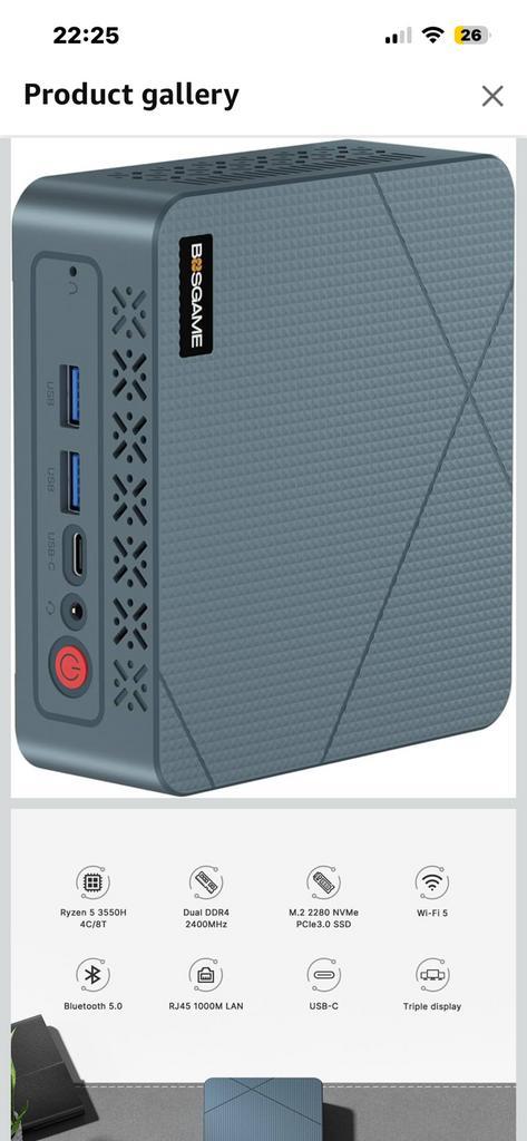 Bosgame mini pc ., Computers en Software, Desktop Pc's, Zo goed als nieuw, 3 tot 4 Ghz, SSD, 16 GB, Met videokaart, Gaming, Ophalen of Verzenden