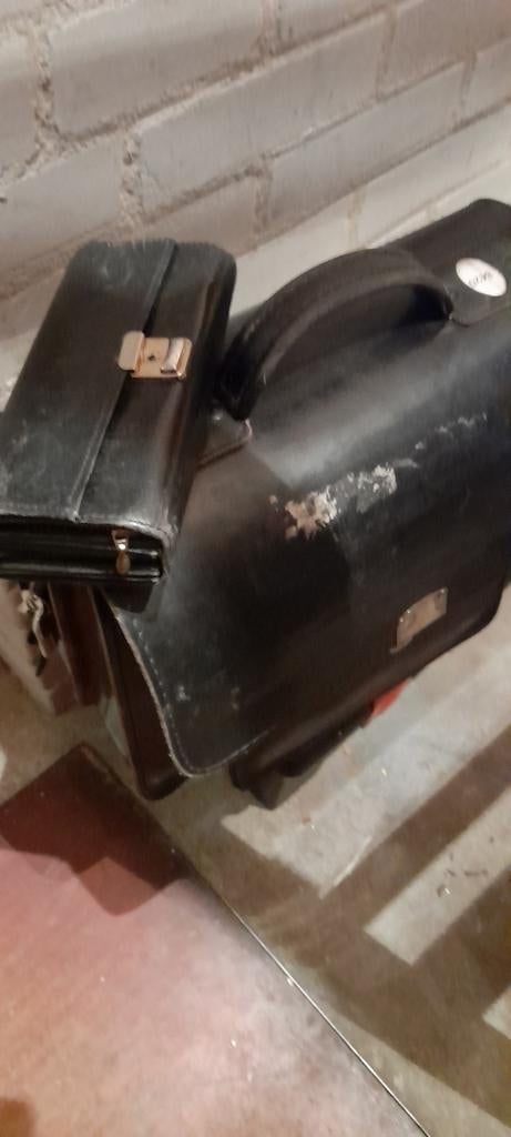 Vintage Leren Aktetas en Portemonnee Set, Ophalen, Gebruikt, Zwart