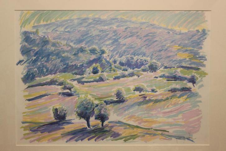 Tweeluik van grote pastels Frans van Veen 1994 Le Lubéron, Antiek en Kunst, Kunst | Schilderijen | Klassiek