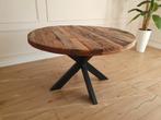 Goossens Otik Teakhouten Ronde Eettafel 130cm, Ophalen, Gebruikt, Rond, Vier personen