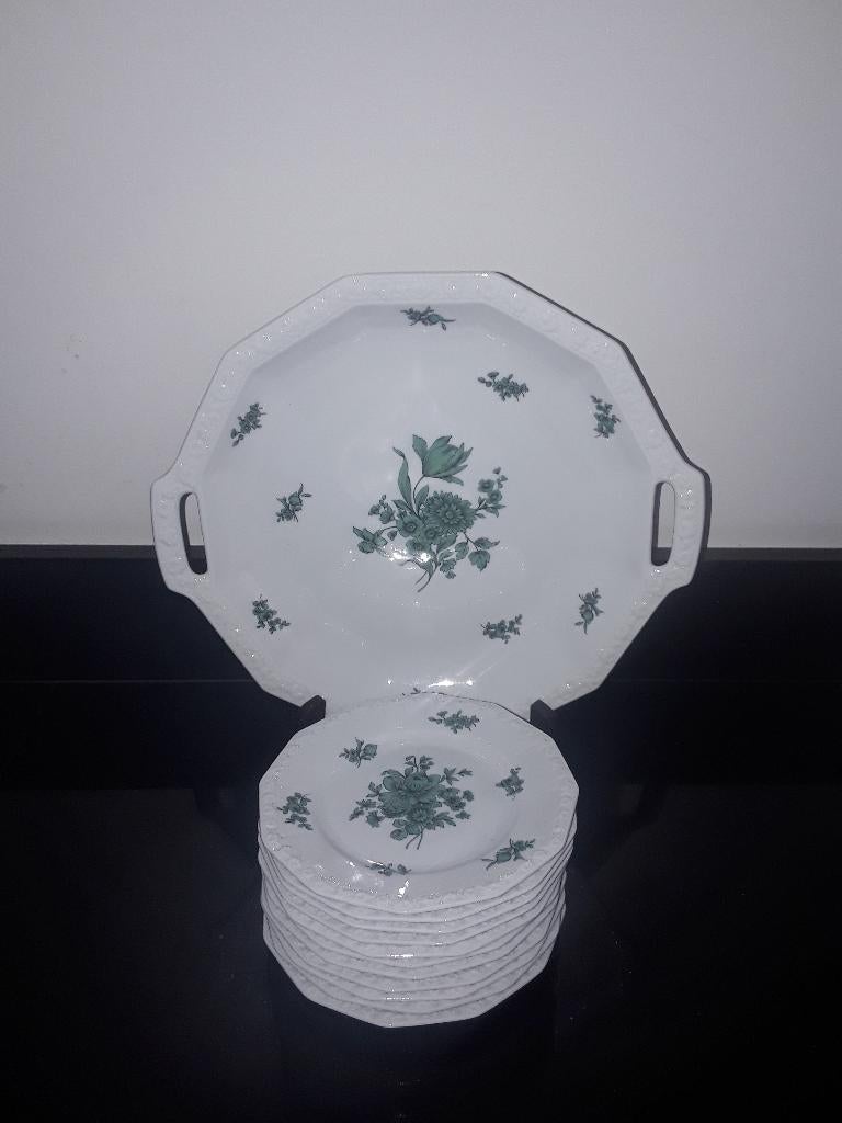 Rosenthal Maria gebakstel met groene bloemetjes, Antiek en Kunst, Verzenden