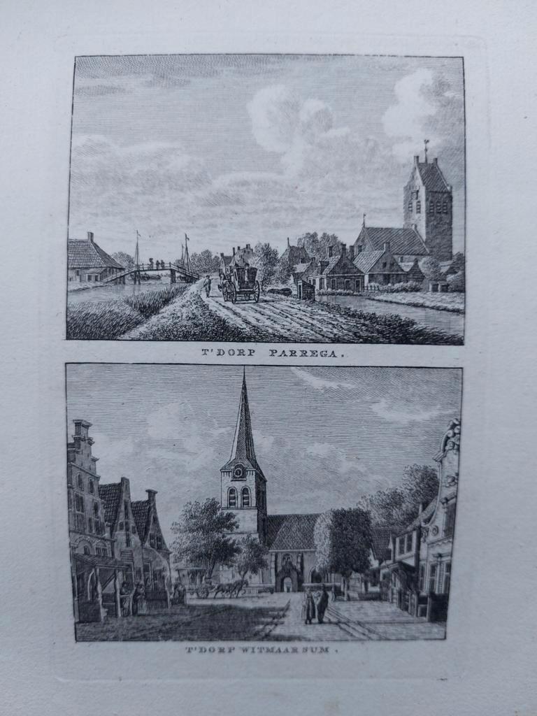 326-327/ Dorp Parrega en Witmaarsum Gravure uit 1790, Ophalen of Verzenden