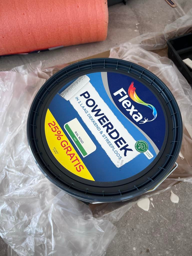 Flexa Powerdek 12,5L RAL 9010 Muurverf Mat, Ophalen of Verzenden, Nieuw, Overige typen