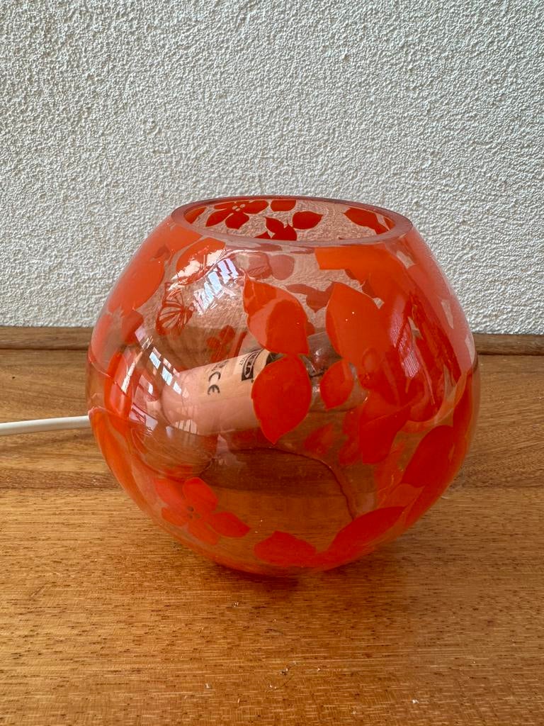 IKEA KNUBBIG tafellamp - oranje, glas - 20 cm, Ophalen of Verzenden, Gebruikt, Glas, Minder dan 50 cm