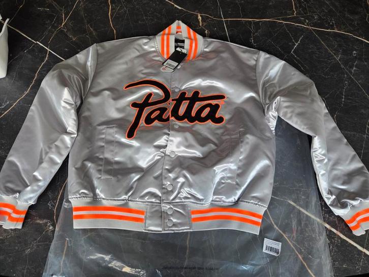 Patta Classic Satin Bomber Jacket (Lunar Rock), Kleding | Heren, Jassen | Zomer, Nieuw, Zwart, Ophalen of Verzenden