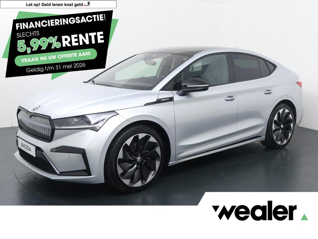 Skoda Enyaq Coupé 80 Sportline | 204 PK | SoH 93% | Panoram, 12 maanden, Achterwielaandrijving, Gebruikt, Zwart