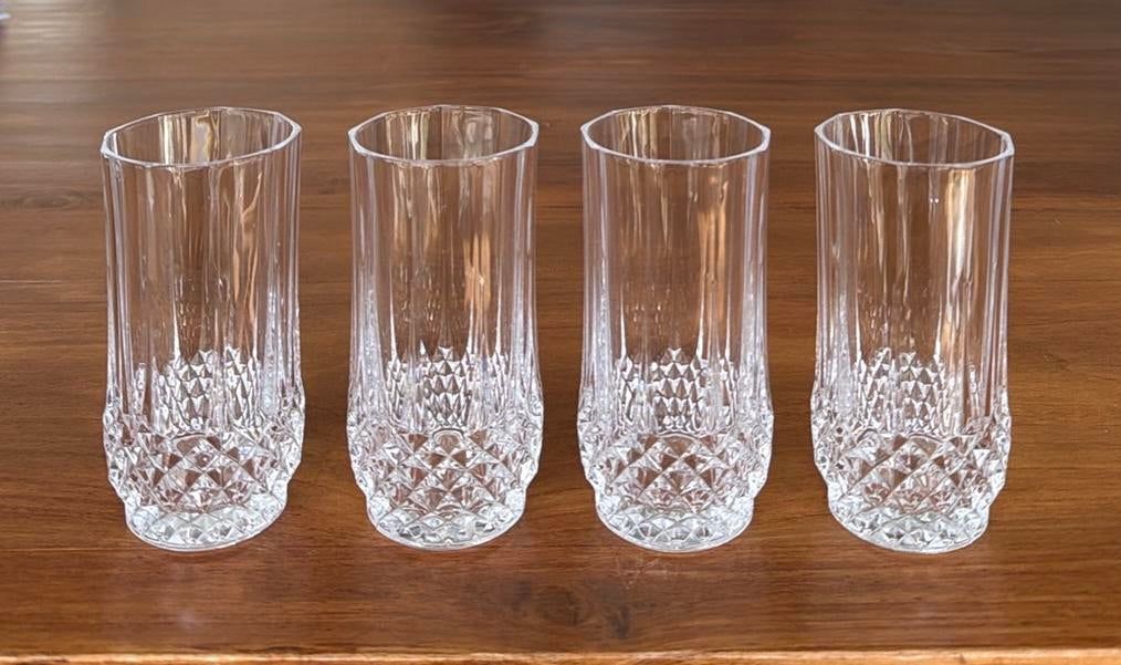 4 Cristal d’Arques longchamps longdrinks, Verzamelen, Glas en Borrelglaasjes, Ophalen of Verzenden, Zo goed als nieuw, Overige typen
