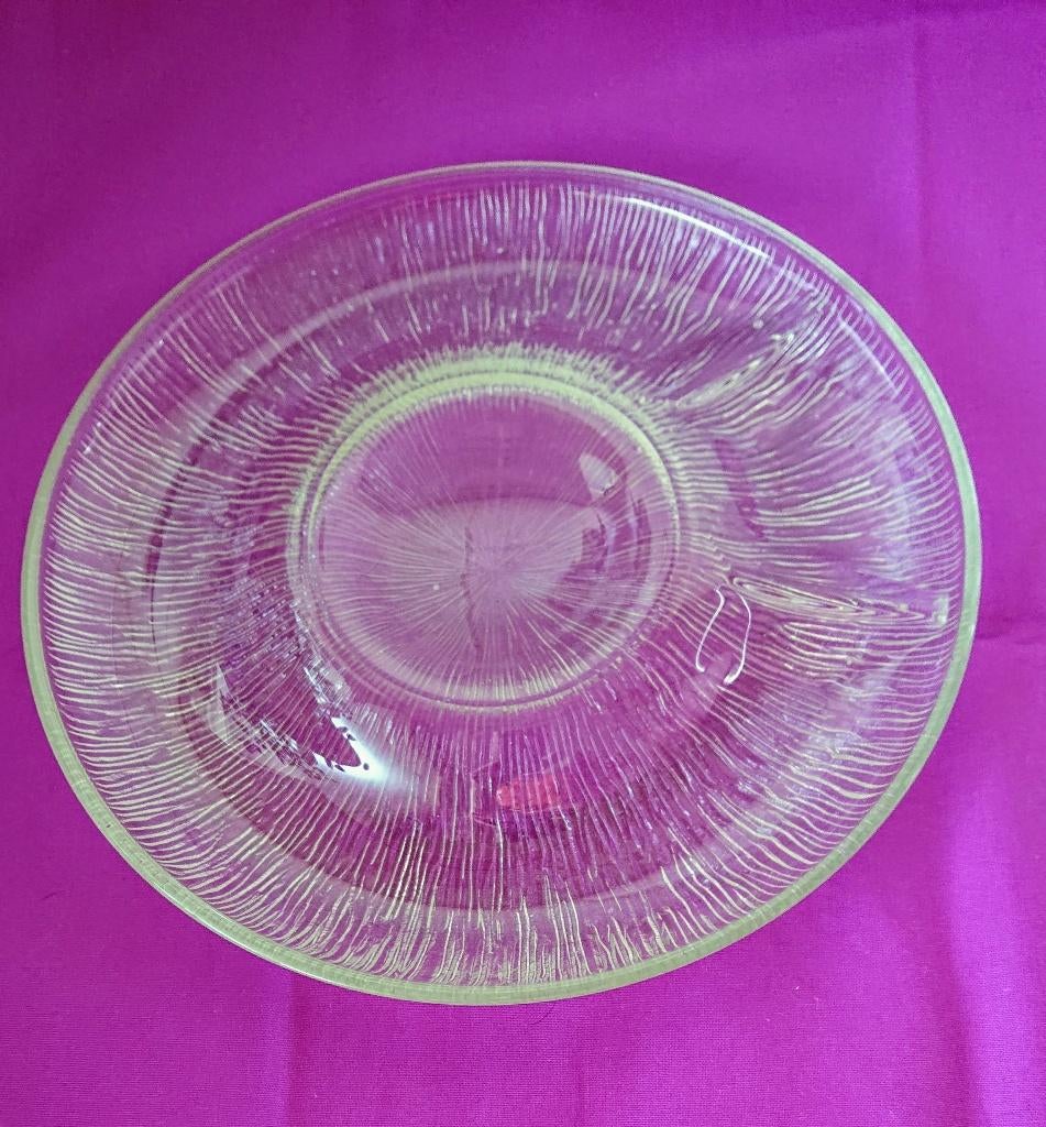 Borden 6 stuks vintage geperst glas, 22 cm, fondue, gourmet,, Ophalen