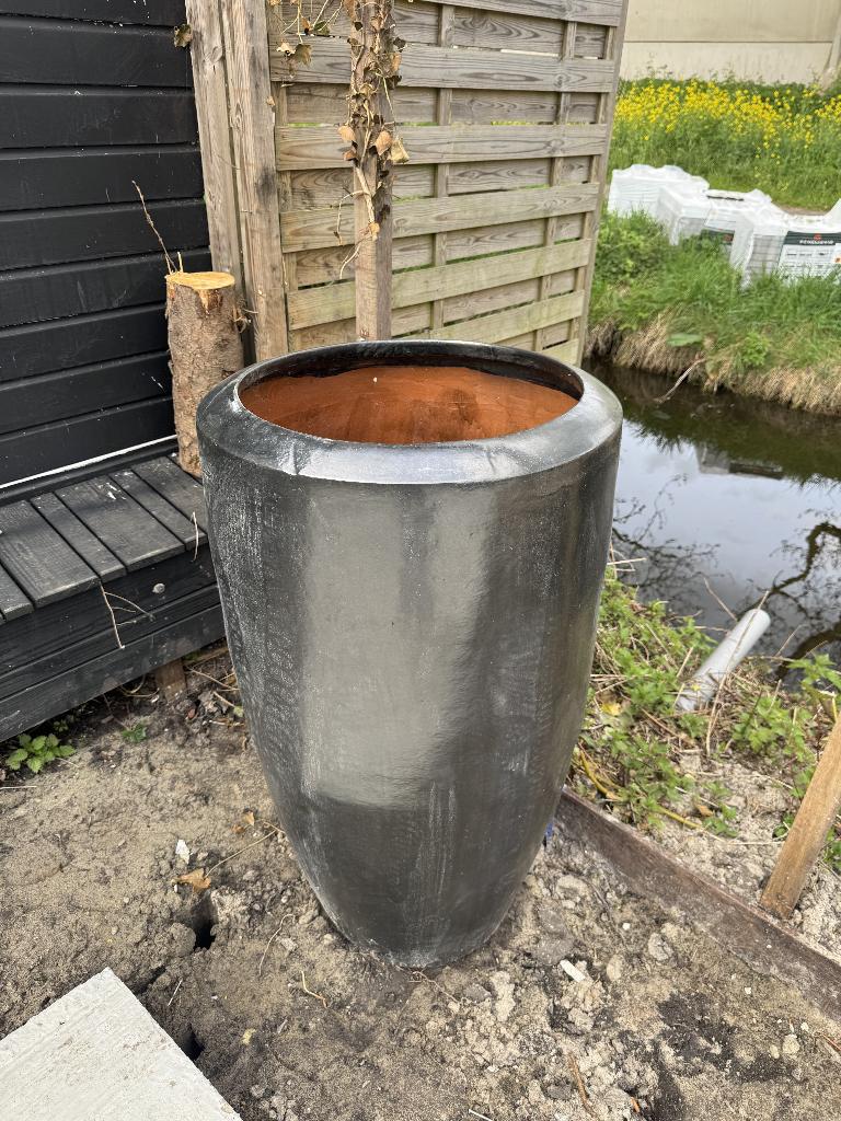 Bloempot voor binnen en buiten (antraciet), Ophalen, Overige materialen, 40 cm of meer, Rond