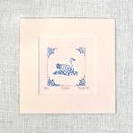 Print zwaan, ivoorkleurig passe partout 15x15, handgemaakt, Minder dan 50 cm, Oorspronkelijke maker, Nieuw, Ophalen of Verzenden