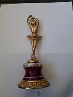 Vintage bronzen ballerina beeldje op porseleinen voet, Verzamelen, Beelden en Beeldjes, Ophalen of Verzenden