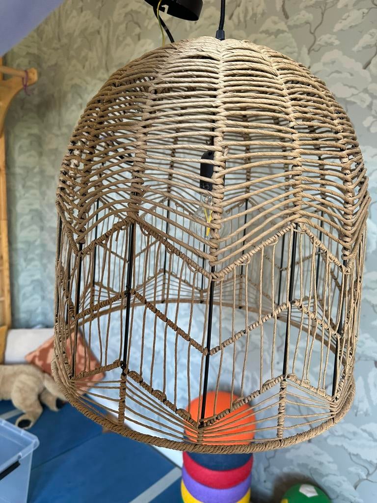 Rotan hanglamp kwantum, Ophalen, Zo goed als nieuw, Minder dan 50 cm