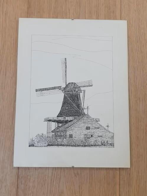 litho molen Zaanstreek ws Molen de Kat R. de Lange, Ophalen