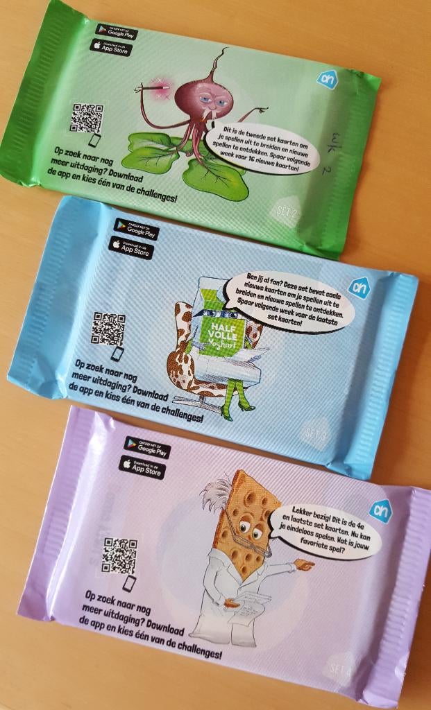 Set Foodstars kaartspellen AH -2 dichte pakjes à 16 kaartjes, Verzamelen, Supermarktacties, Albert Heijn, Ophalen