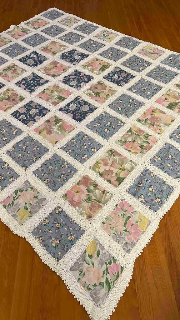 Patchwork kleed sprei 215/192 cm, Huis en Inrichting, Gebruikt, Overige maten, Wit, Etten-Leur