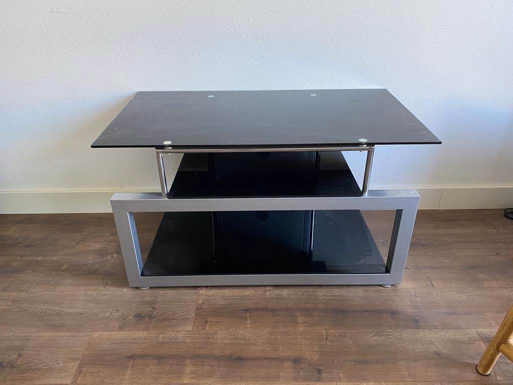 Tv meubel glazen platen, Ophalen, 50 tot 100 cm, Zo goed als nieuw, Minder dan 100 cm