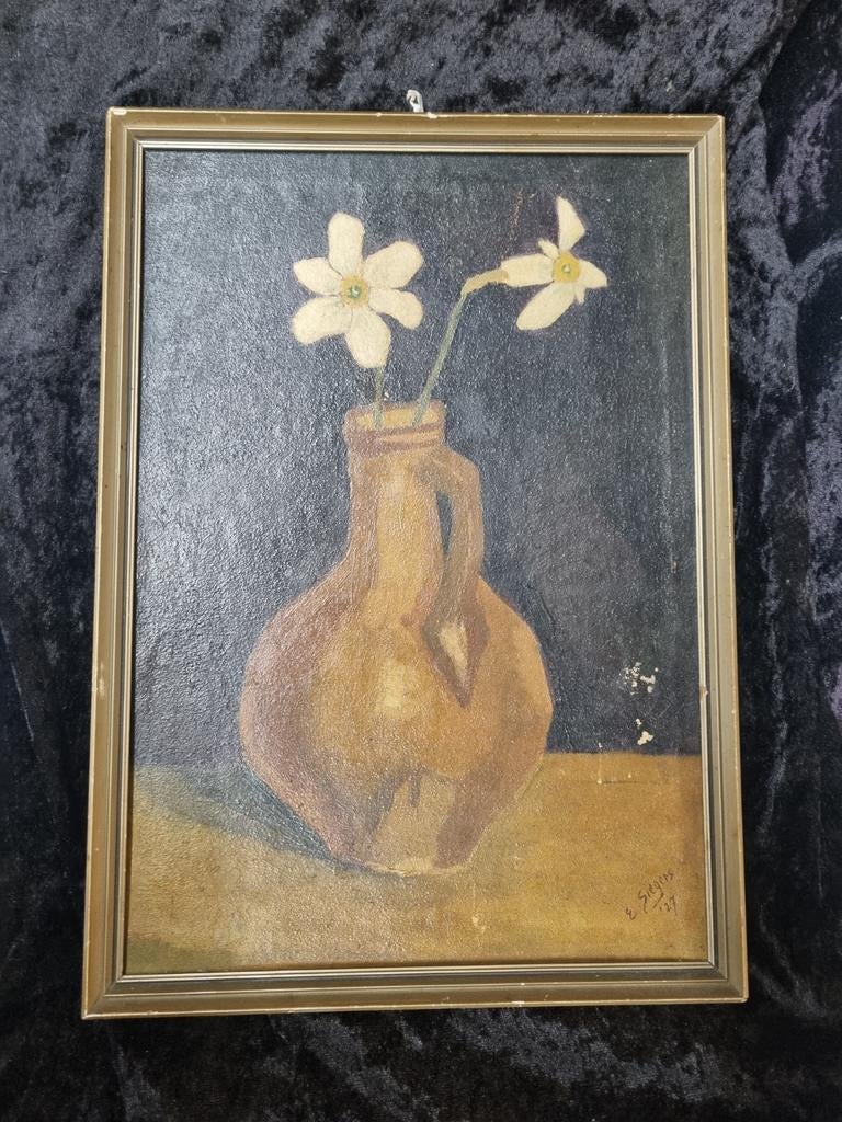 Aan beide zijdes geschilderd stilleven, Antiek en Kunst, Kunst | Schilderijen | Klassiek, Ophalen of Verzenden