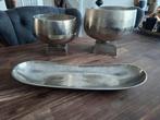 Decoratieve zilverkleurige- bloempotten-schalen set, Overige materialen, Schaal, Rond, Ophalen of Verzenden