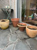 5 terracotta bloempotten groot, Ophalen, Rond, Zo goed als nieuw, Minder dan 40 cm