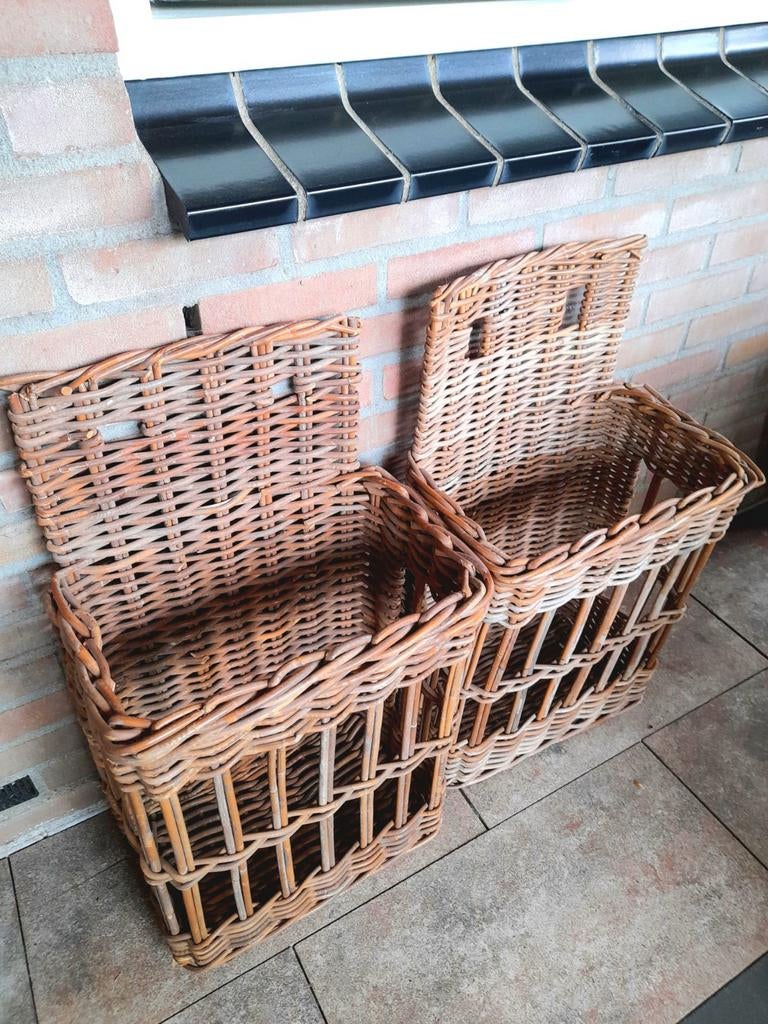 2 rieten manden, Huis en Inrichting, Ophalen, Gebruikt, Riet, Mand