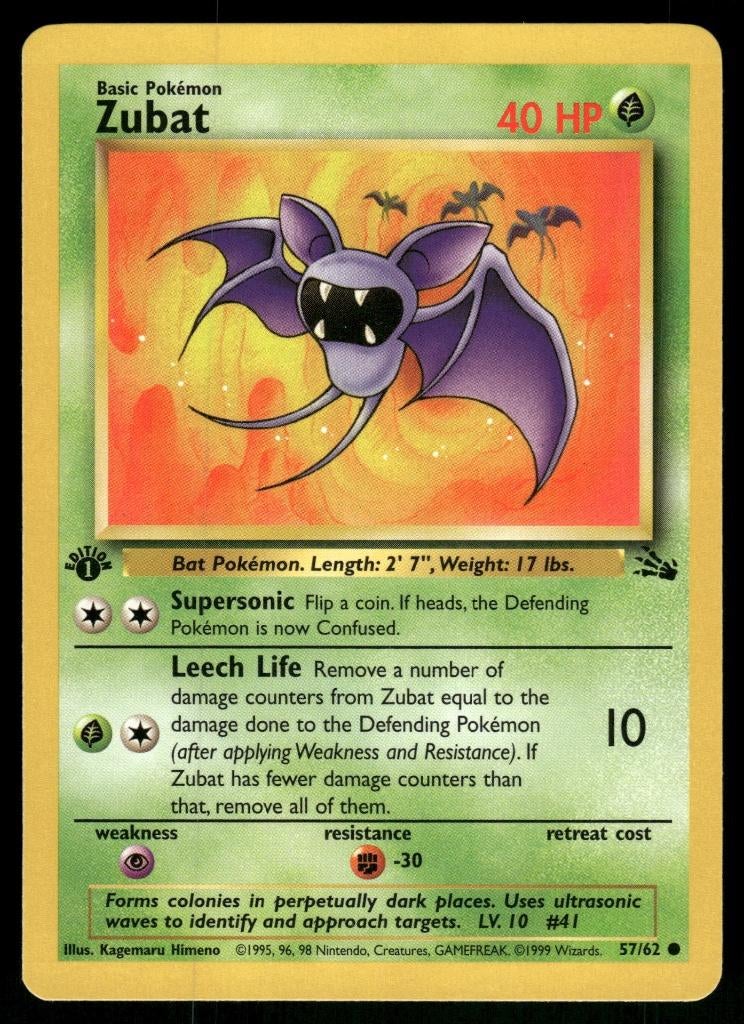 Zubat 57/62 - Fossil (1st edition) (NM), Hobby en Vrije tijd, Verzamelkaartspellen | Pokémon, Gebruikt, Verzenden